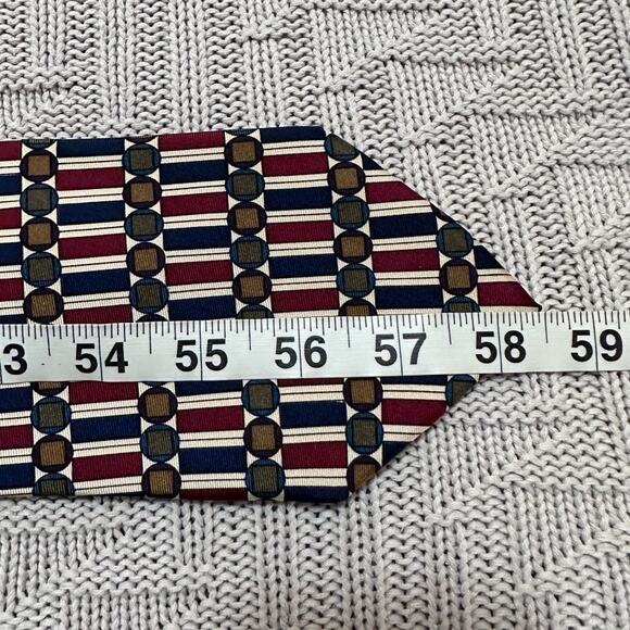 Vintage Albert Nipon red bar print silk tie - Picture 4 of 5